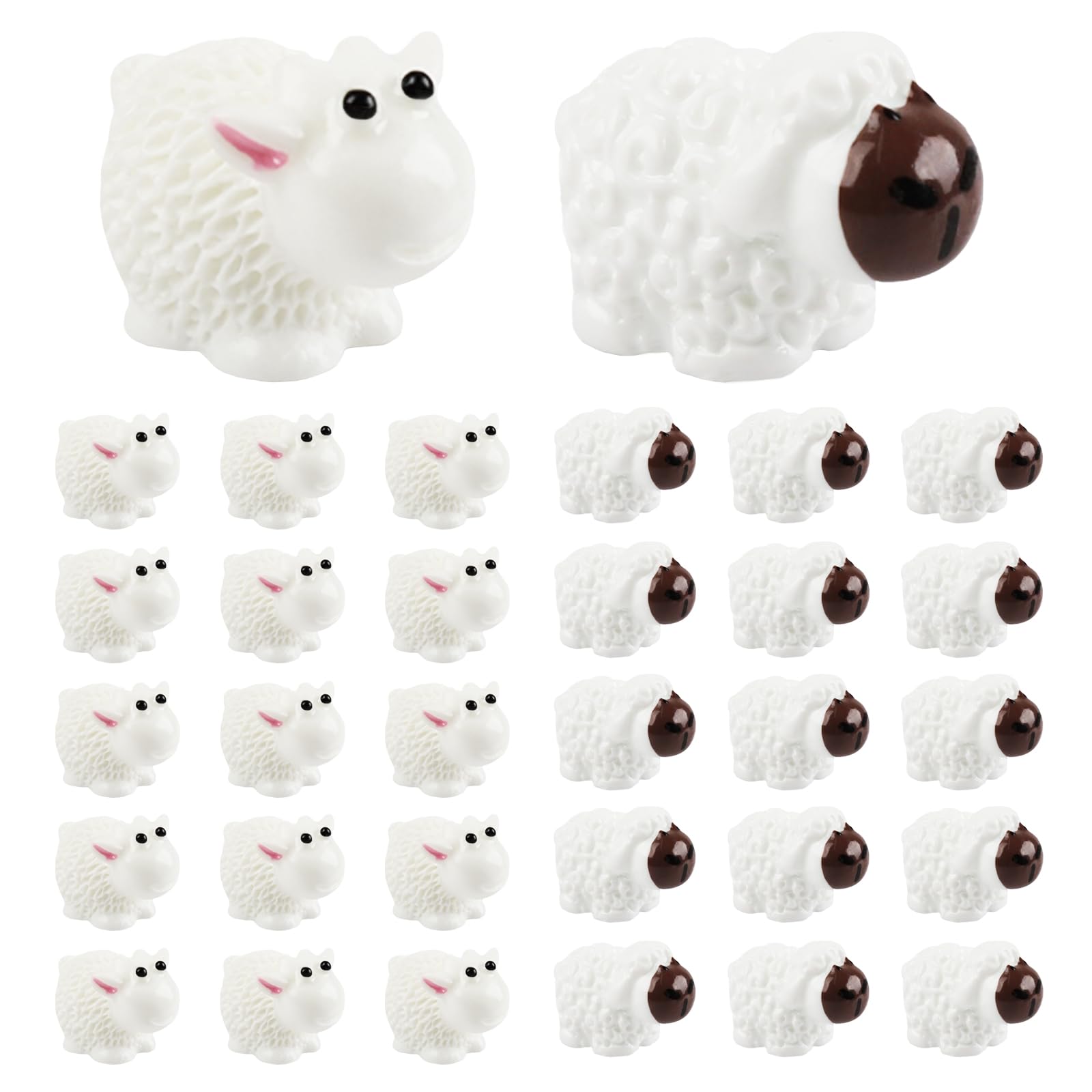 LLMSIX 30PCS Mini Sheep Figurines Fairy Garden Sheep Ornament Outdoor Statue Animal DIY Craft Cake Topper Home Decor for Dollhouse Bonsai Micro Landscape (Male + Mother Sheep)