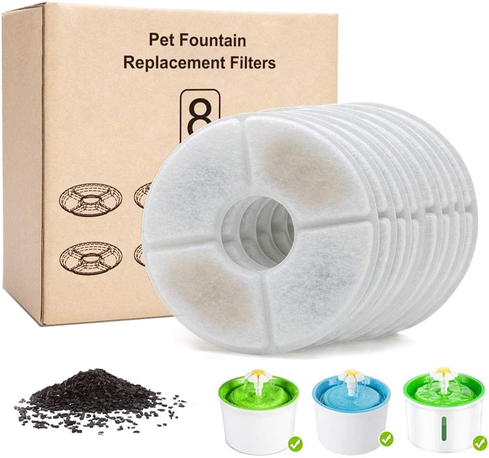 SAMANIJA Pet Fountain Filters 8 Pack Cat Water Fountain Filter with