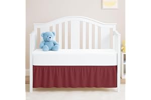 READY TO REST Burgundy Crib Bed Skirt, Perfect for Nursery Crib for Boys & Girls with a 14" Drop and Size 28"x 52"