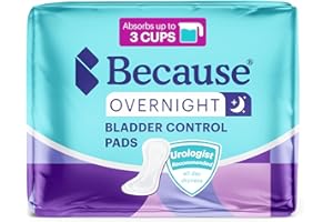 Because Incontinence Pads for Women - Extra Heavy Absorbency, Overnight Postpartum Incontinence Liners, 12hr Nighttime Leak-Free Protection, 20 Count (Pack of 1) New Version