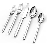 KINGSTONE Silverware Set, 20 Piece Flatware Cutlery Set for 4, 18/10 Stainless Steel Silverware Mirror Polished Dishwasher Safe for Home, Restaurant, Wedding, Party(Silver, 20 pieces for 4)