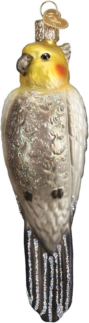 Ornaments - Old World Christmas Glass Blown Ornament Cockatiel (16109) , Grey