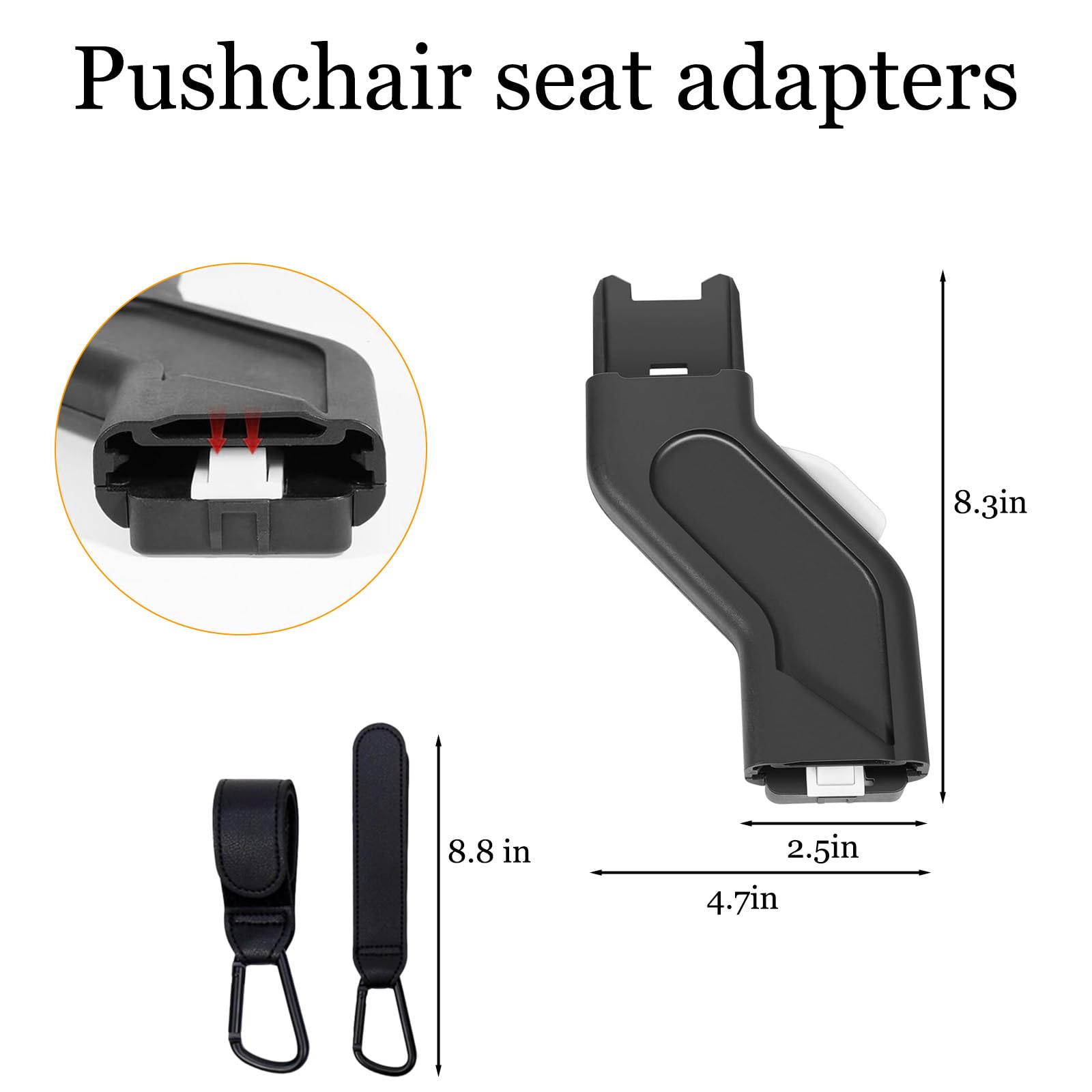 Upper Adapter Compatible with UPPAbaby Vista and Vista V2 and Vista V3 Strollers/Bassinet, Toddler Seat, Aria, Mesa V2, or Mesa Max Infant-Secure (Car Seats Accessories 1Set+2 Pcs Stroller Hooks)