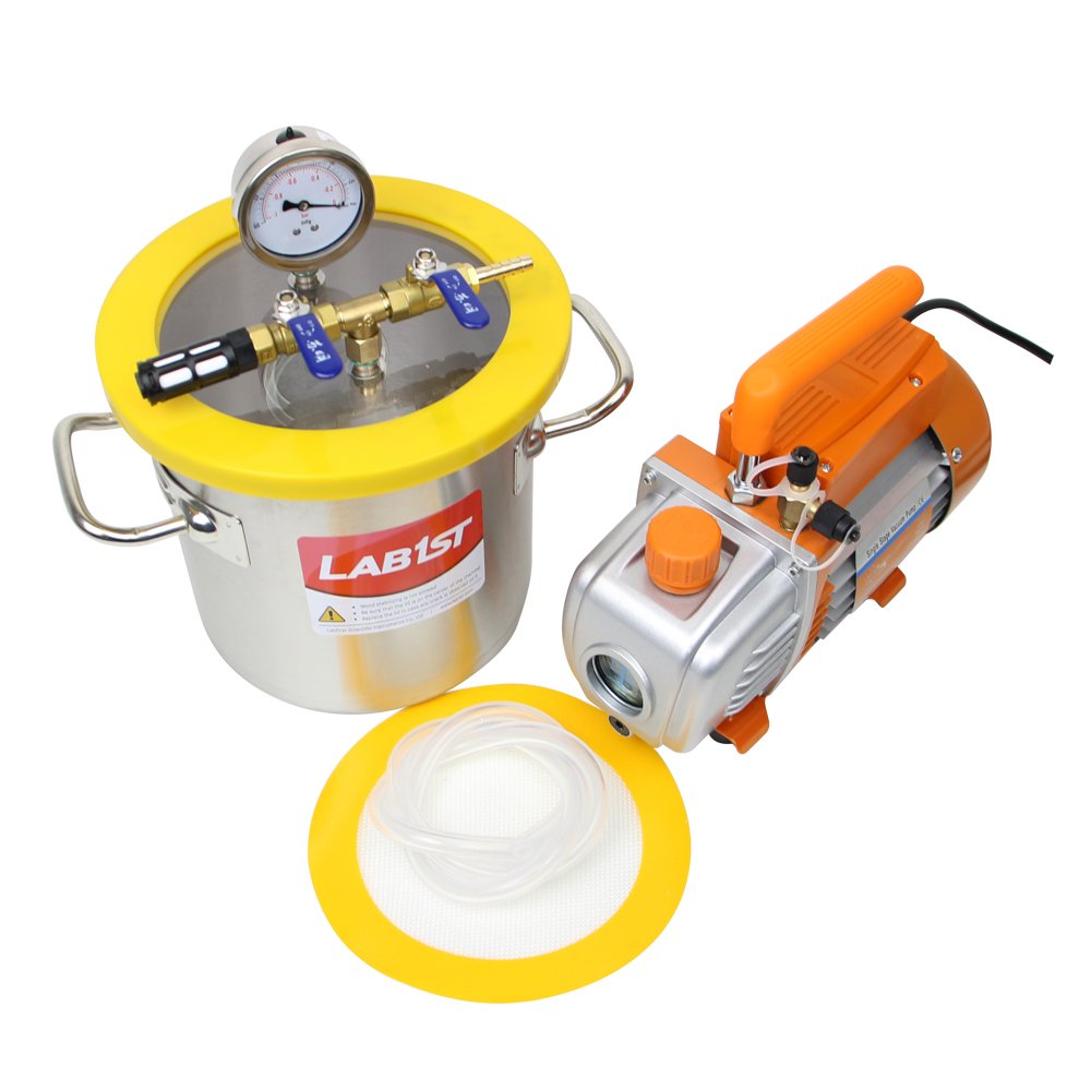 1 1/2 Gallon Vacuum Degassing Chamber Kit with 2.5 CFM Vacuum Pump