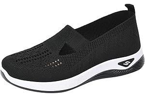 WAJCSHFS Womens Shoes Woven Orthopedic Breathable Soft Shoes Go Walking Sneakers with Arch Support Slip on Foam Shoes Sandals