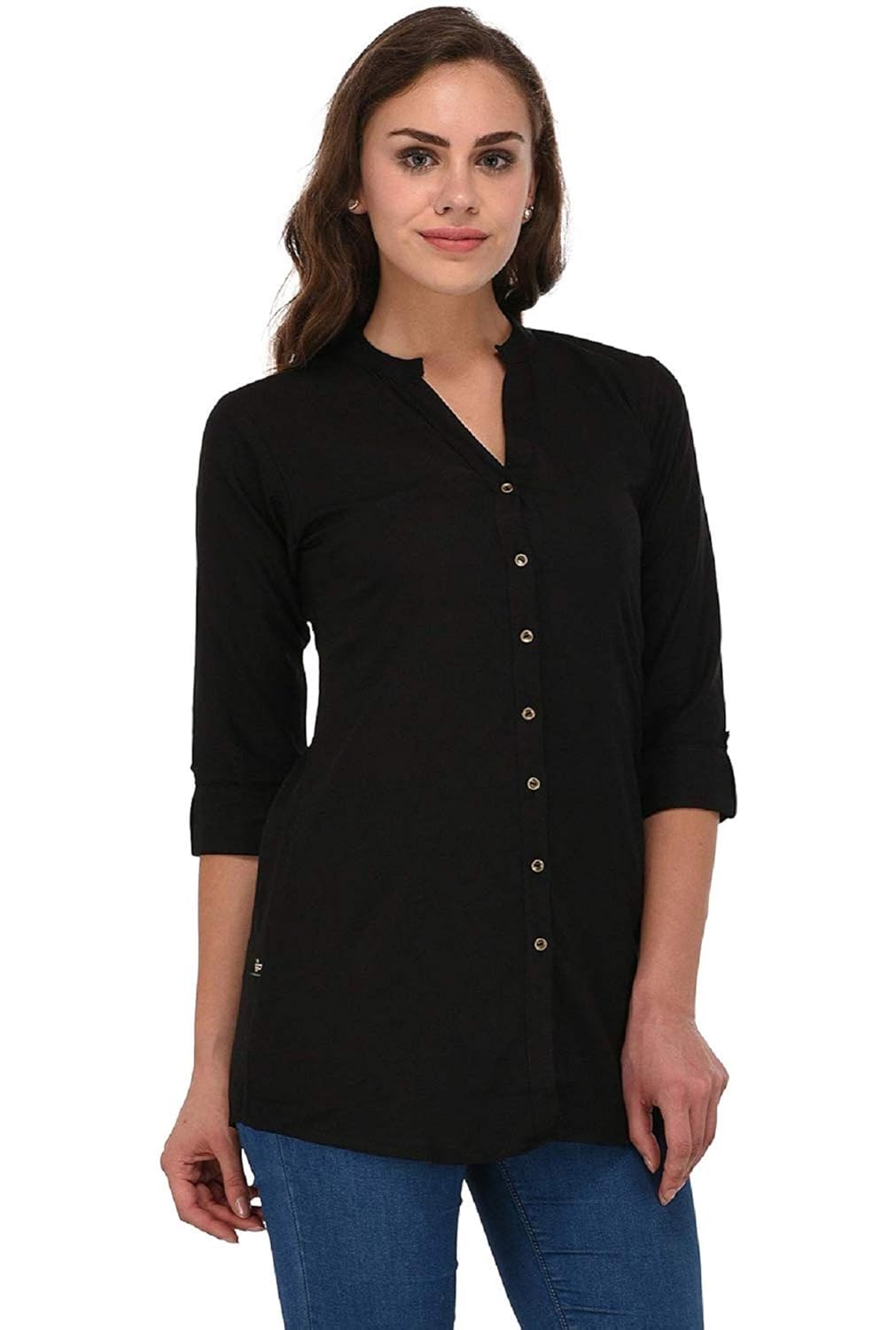 grapz solid women short kurti kurta