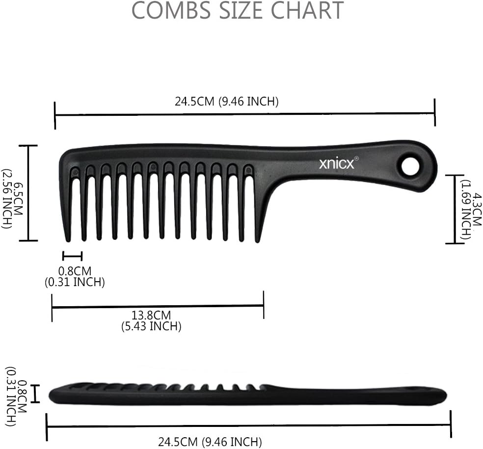 Xnicx Wide Tooth Detangling Comb - Afro Hair Brush With Handgrip for Long Wet or Curly Hair - Improves Blood Circulation - Black - Image 5