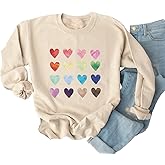 Ykomow Long Sleeve Valentines Shirts Women Plaid Love Heart Valentine's Sweatshirts Blouse Tops