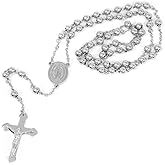 MEPLUS FASHION Stainless Steel Gold Silver Rosary Beads Cross Y Necklace Chain for Women