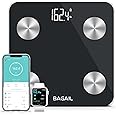 BAGAIL Smart Scale for Body Weight, Digital Bathroom Scale for BMI Weighing Body Fat, Body Composition Monitor Health Analyzer with Smartphone App, 400lbs/180KG -Black
