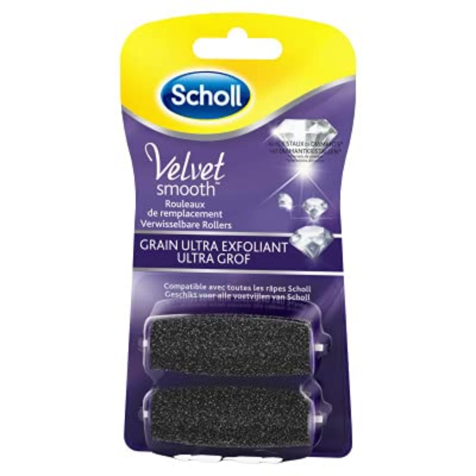 Scholl 2 x Replacement Velvet Ultra Exfoliating Grain Rollers for Electric Foot Rasp