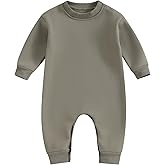 Newborn Baby Boy Girl Fleece Romper Jumpsuit Solid Color Long Sleeve Thick Sweater Onesie Warm Winter Outfit Clothes