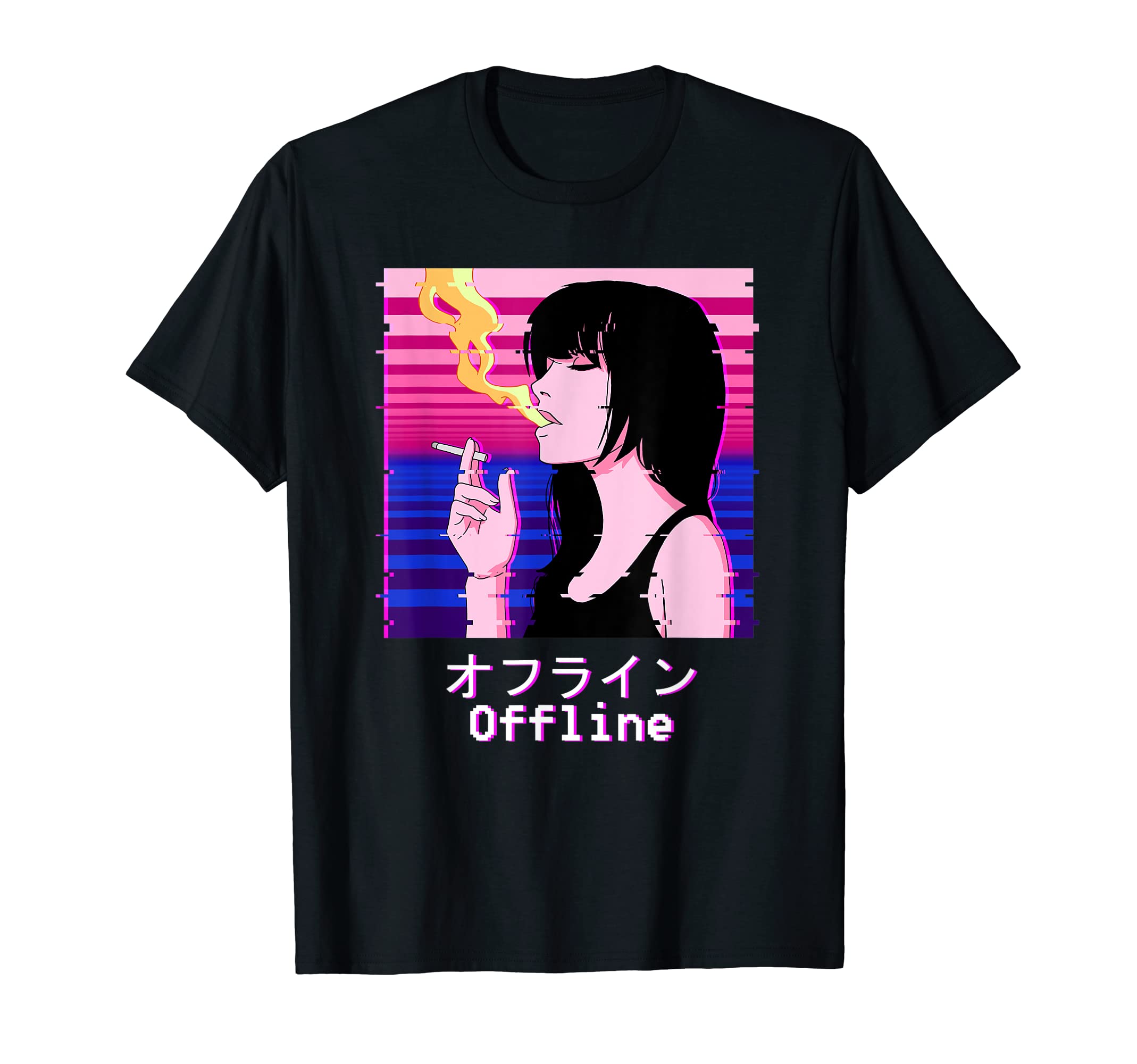 Japanese Aesthetic Vaporwave Sad Face Sad Anime Girl T-Shirt