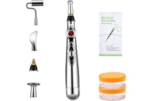 UYGHHK 5-in-1 Massage Acupuncture Pen, Electronic Pain Relief Therapy, Meridian Energy Massager Pen Self Massage Tools Muscle Healing with Massaging Gel