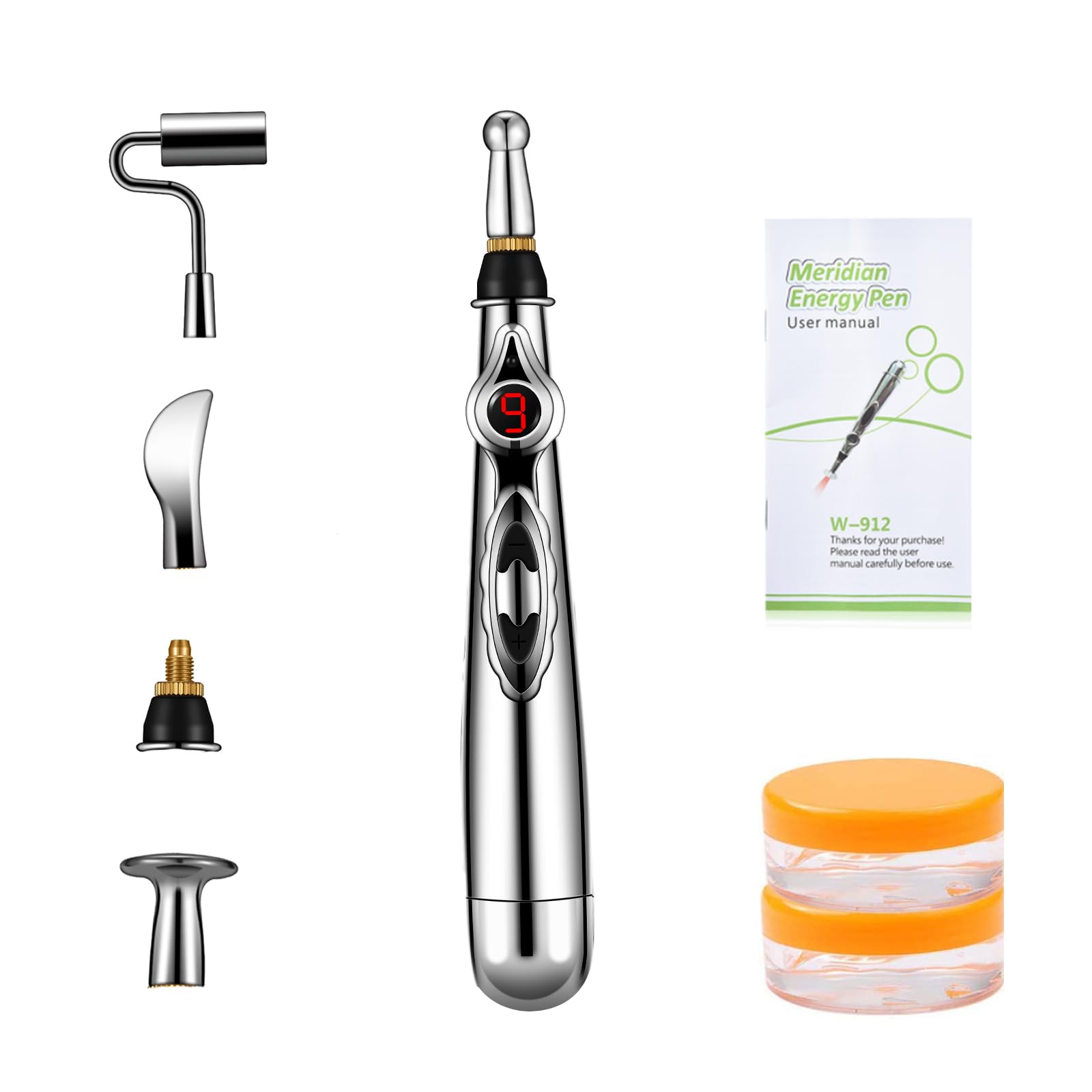 Photo 1 of UYGHHK 5-in-1 Massage Acupuncture Pen, Electronic Pain Relief Therapy, Meridian Energy Massager Pen Self Massage Tools Muscle Healing with Massaging Gel
