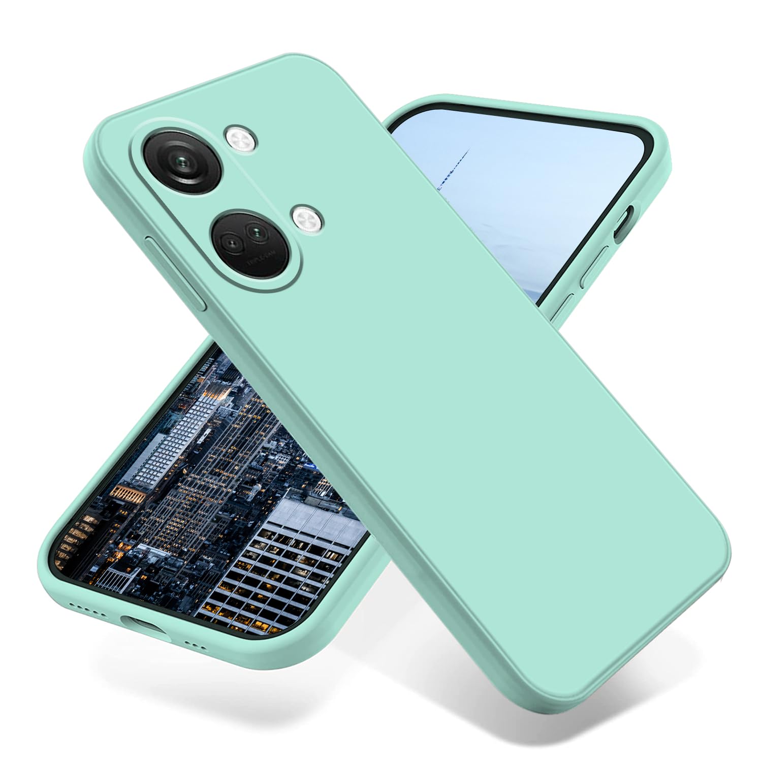 Wousunly Compatible With OnePlus Nord 3 Case Silicone, Ultra Slim OnePlus Nord 3 Phone Case Soft with Shockproof Anti-Scratch Microfiber Lining Protective Cases Cover (Pale Cyan)