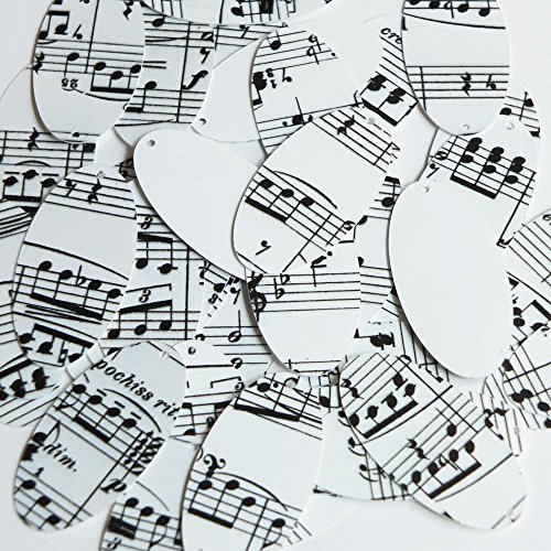 Oval Sequins Mozart Score Black White 1.5 inch Couture Loose Large Paillettes