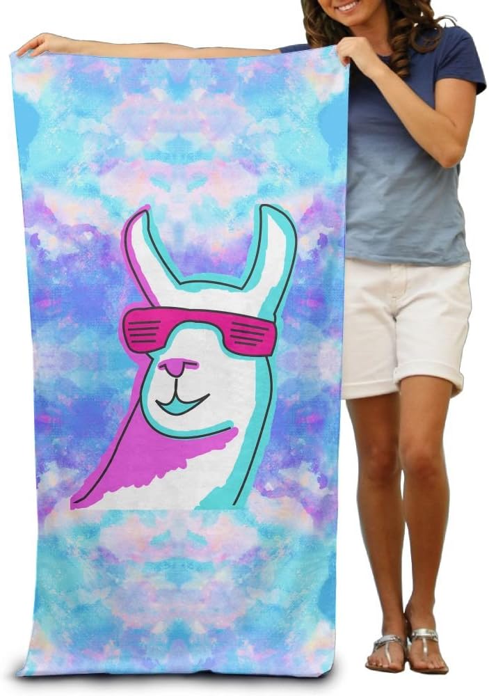Cool Llama With Sunglass Adults Cotton Beach Towel 31" X 51"