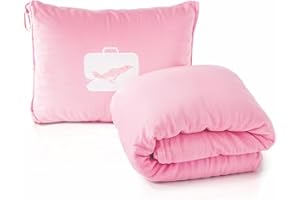 Hoxfly 2 in 1 Travel Blanket, Soft Warm Airplane Blanket and Pillow, Ultralight Portable Travel Blanket with Soft Bag Zipper 
