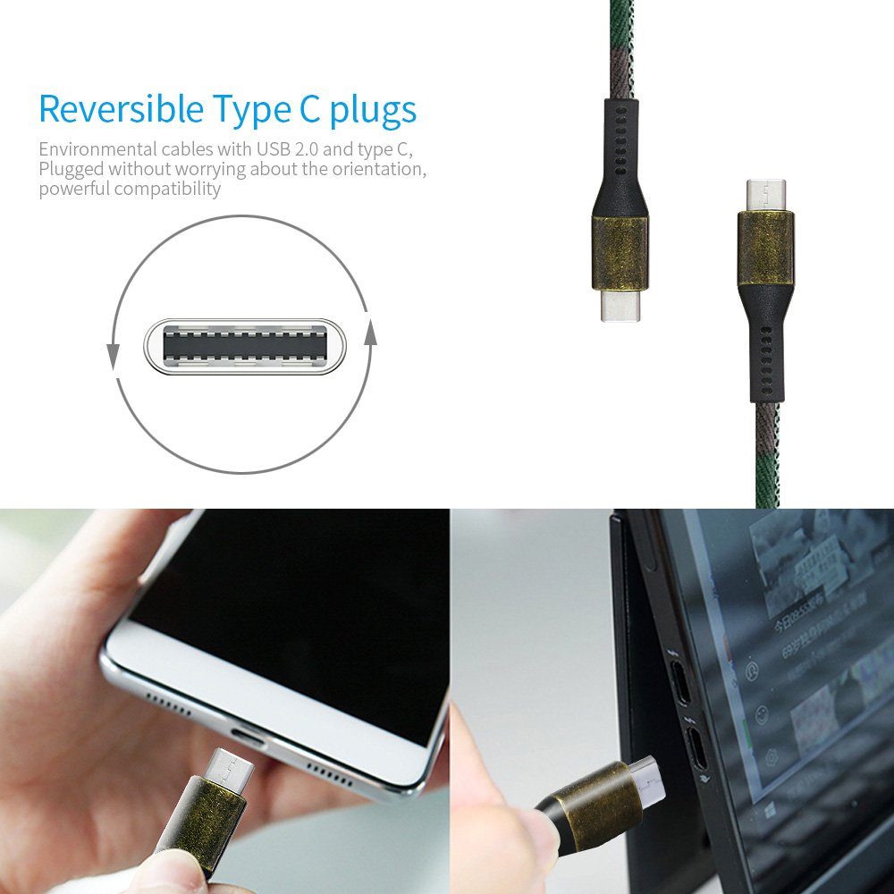 YIMODO USB C Cable USB C-A Fabric Craft Reversible Fast Charging Cables for Samsung Galaxy Note 8, S8, S8 Plus, Google Pixel, Nintendo Switch, Macbook, LG G6 G5 V30 V20 and More, 2 Pack (3FT + 6FT)