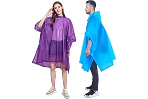 YUNLOVXEE Rain Poncho Raincoats for Adults Reusable - 2-5 Pack EVA Waterproof Rain Coat with Hood, Rain Gear for Women Men