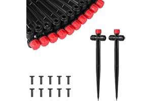 25 Pcs Drip Irrigation Emitters with Stake - Adjustable Drip Emitter Stream for 1/4" Drip Line Irrigation Tubing - Drip Irrig