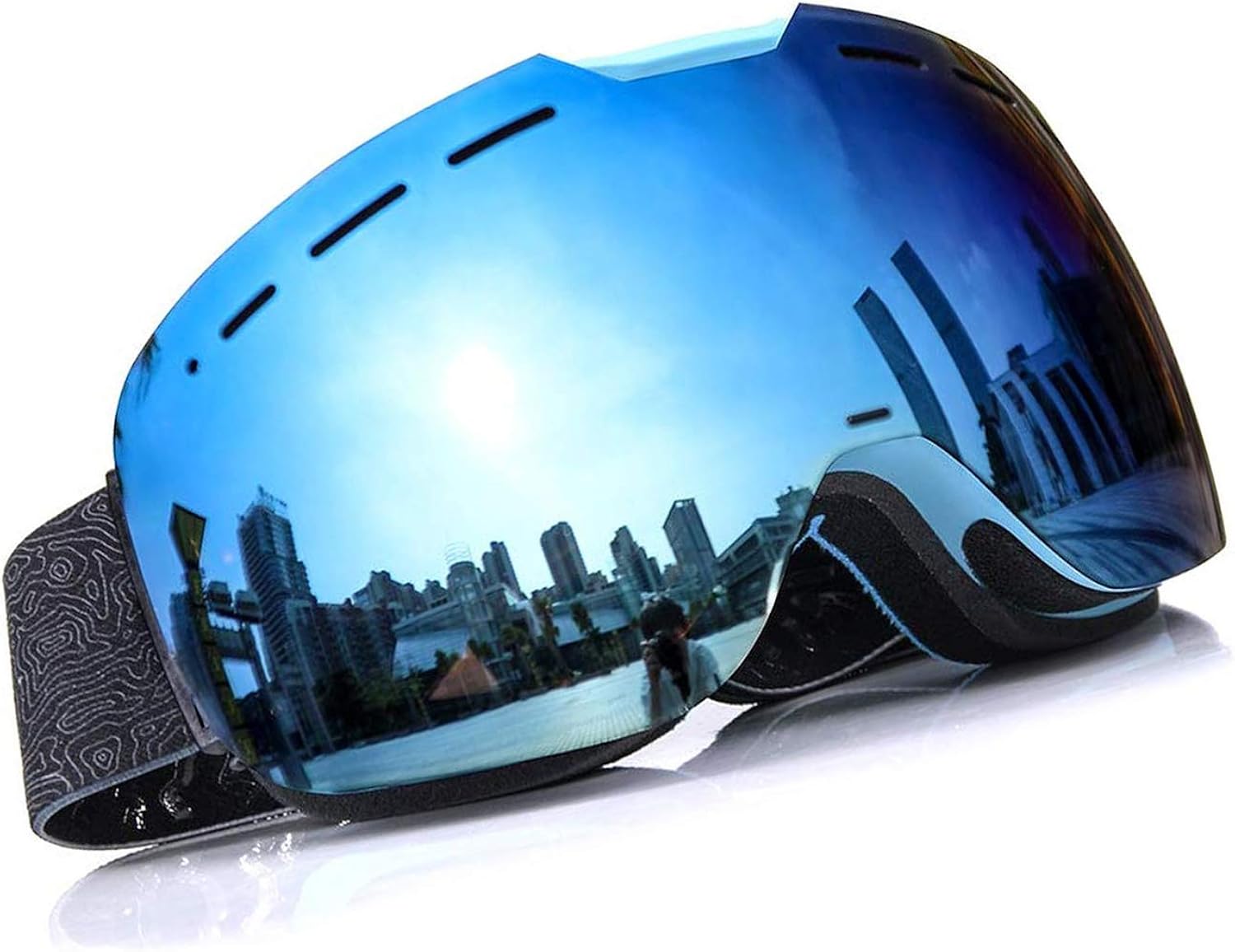 Stylish Ski Goggles Protection Anti Fog Mirror Blue Black Strap Amazon.co.uk Clothing