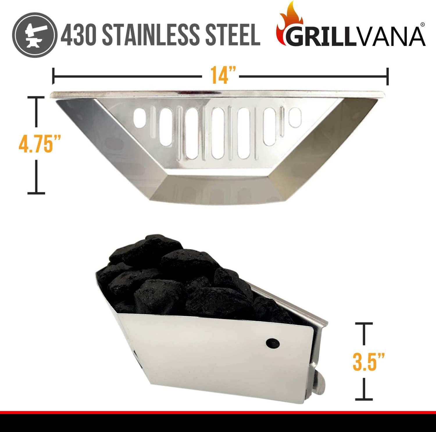 Stainless Steel Charcoal Basket- BBQ Grilling Accessories for Grills and 22” Kettles- Heavy Duty Char-Basket for Briquette, Wood Chips- Charcoal Grill Accessories (Set of 2) : Garden & Outdoor