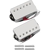 FLEOR Alnico 5 Guitar Humbucker Pickup 4-Wires Neck+Bridge Pickup Set Chrome Fit LP Guitar Part