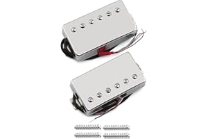 FLEOR Alnico 5 Guitar Humbucker Pickup 4-Wires Neck+Bridge Pickup Set Chrome Fit LP Guitar Part