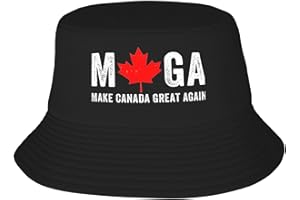 Make Canada Great Again Unisex Double Layer Bucket Hat with Partial Print, Reversible Casual Sun Hat for Men and Women Black
