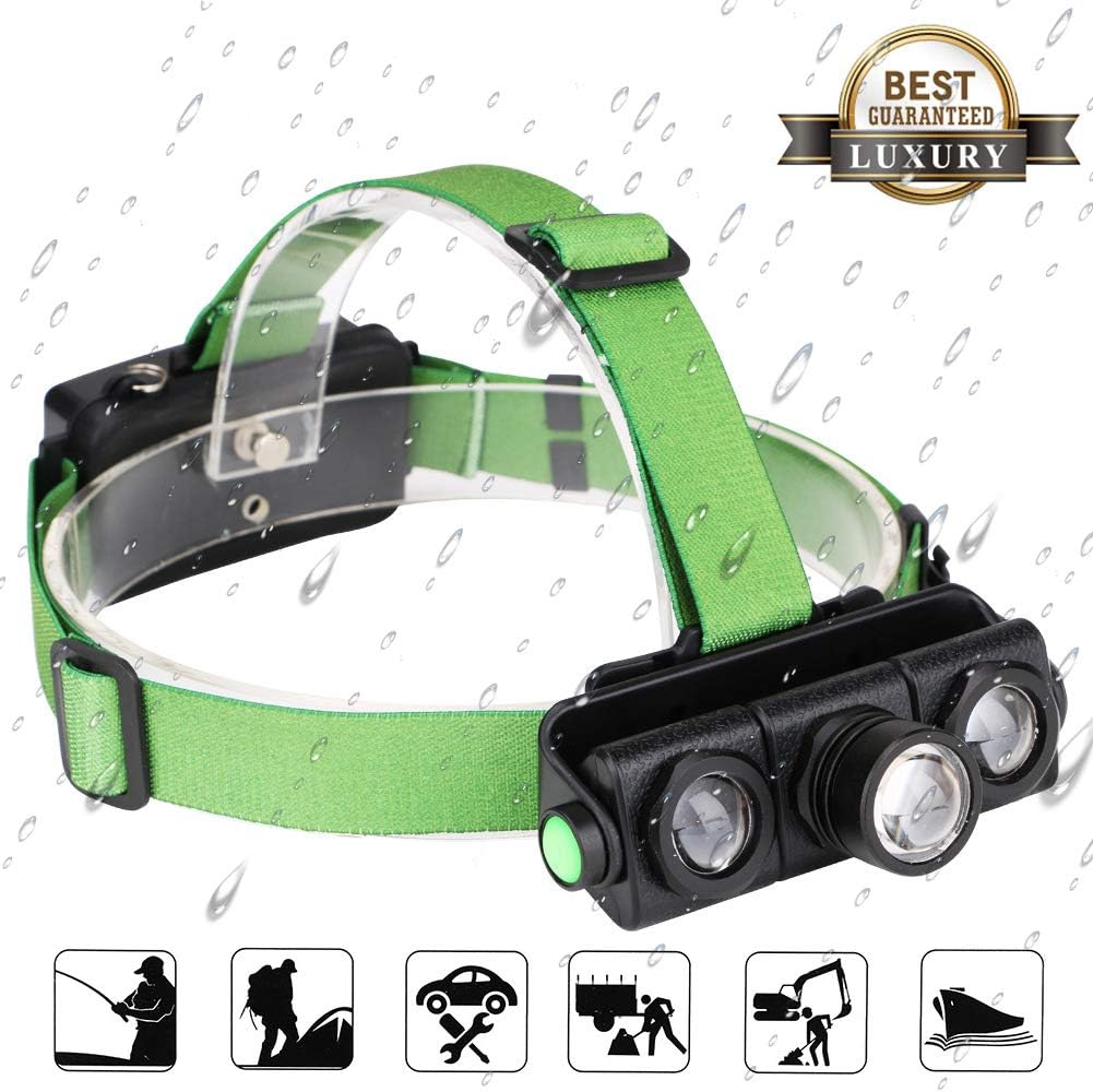 WODT Rechargeable LED Head Torch, Super Bright Headlamp, 4 Modes Waterproof Headlight for Running, Walking, Reading