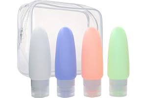 AKTOO Travel Bottles for Toiletries,TSA Approved Toiletry Containers, Leakproof Airplane Silicone Travel Bottles Set, 4 Pack 3oz Travel Accessories for Shampoo Conditioner Lotion Body Wash