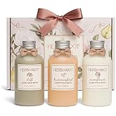 Herb & Root Luxe Bubble Bath Gift Set, 3 x 4 oz Bottles, Botanical Bath Trio with 3 fragrances, Relaxing Foam Bath, self Care spa Gift for Women, mom, Birthday, Holiday
