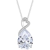 FJ Teardrop Birthstone Necklaces 925 Sterling Silver Pear Cut Pendant Necklace Birthday Jewelry for Women