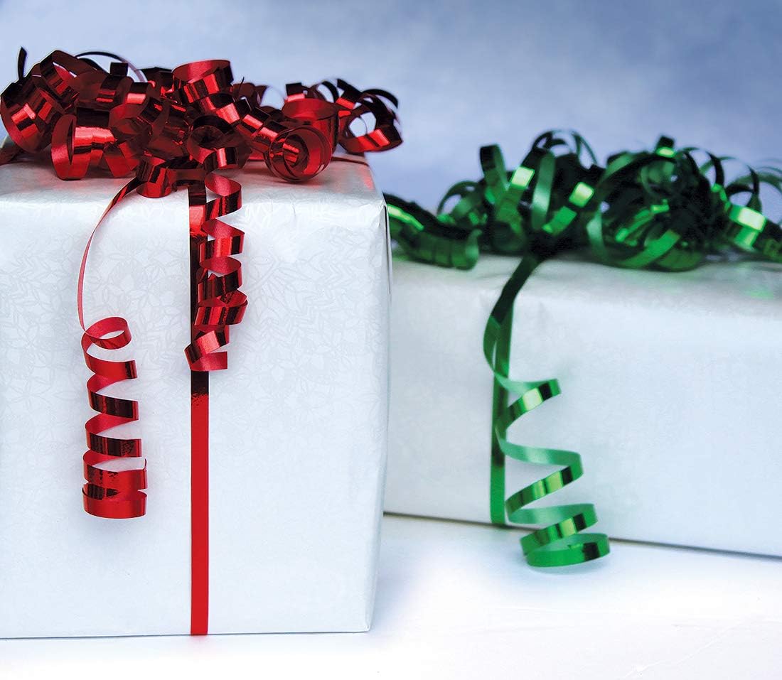 Xmas Ribbon - Christmas Ribbon Set of 4 Rolls Silver Red Green Gold Curling Ribbons Thin for Holiday Wrapping & Decoration: Health & Personal Care