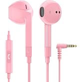 LUDOS FEROX Wired Earbuds in-Ear Headphones, 5 Year Warranty, Earphones with Microphone, Noise Isolation Corded for 3.5mm Jack Ear Buds for iPhone, Samsung, Laptop, Kids, School Students - Pink