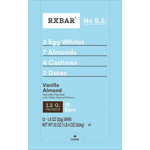 RXBAR PROTEIN BARS, PROTEIN SNACK, SNACK BARS, VANILLA ALMOND, 22OZ BOX (12 COUNT)