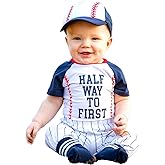 Personalized Half Birthday Boy Girl Half Way Half 1/2 Way to First® 6 Month Baseball Outfit Set