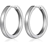 Miaofu 18K White Gold/Gold Plated Hoop Earrings with 925 Sterling Silver Ear Post for Men Women, Hypoallergenic and Nickel Free, Ideal For Sensitive Ears,Size 18-21-25mm