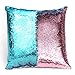BeneU 16 x 16 inch Double Colors Reversible Sequin Mermaid Pillow Cover, Glitter Sofa Cushion Case - Blue & Pink