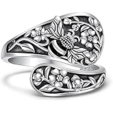 Iringnier Bee Ring Bee Spoon Rings for Women Sterling Silver Adjustable Bumble Vintage Jewelry Mother's Day Gifts