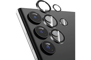KUZOOM 2Pack 9H Auto Alignment HD Camera Lens Protector for Samsung Galaxy S24 Ultra,Metal Individual Ring Back Screen Camera Cover Film Decoration Accessories,Scratch Resistant (Black)