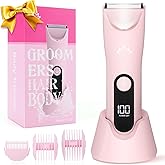 Zesuti Bikini Trimmer for Women,Cordless Pubic Hair Trimmer,IPX7 Waterproof & LED Display Ladies Electric Razors Body Hair Trimmers for Underarm Leg Arm,Gifts Pink