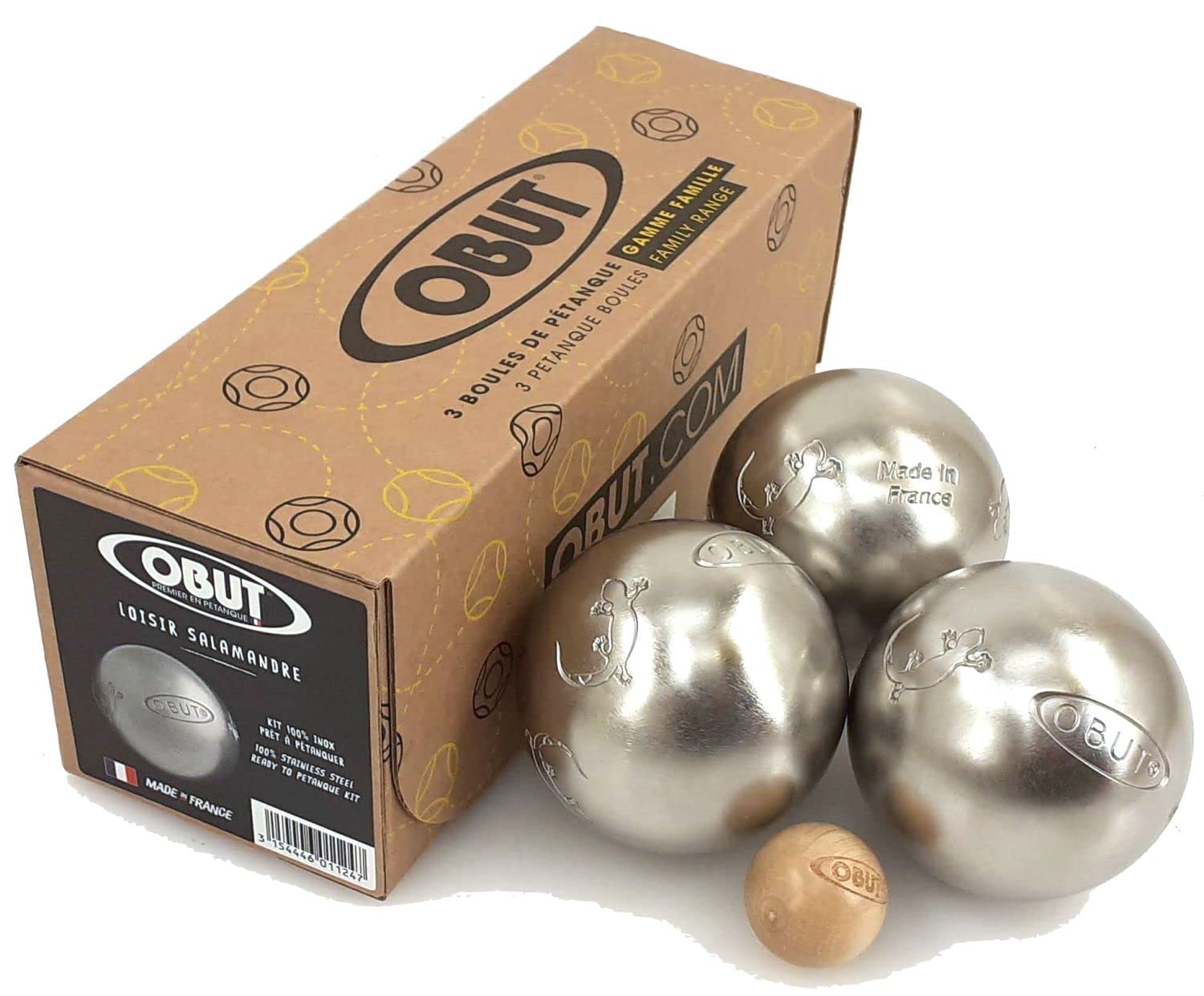 Obut Set of Three Salamander Stainless Steel Pétanque Balls