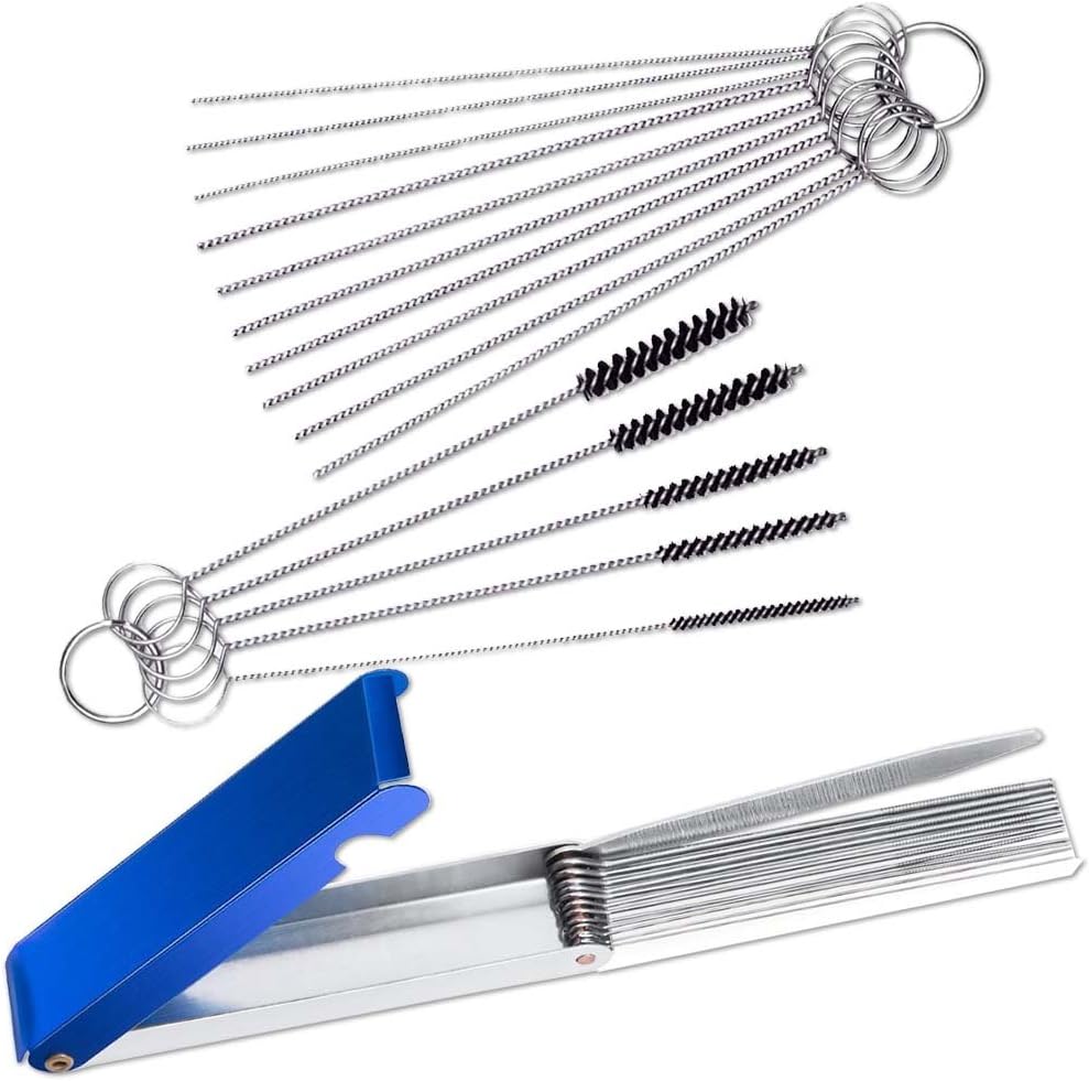 Carburetors Carbon Dirt Jet Remove Cleaner, FineGood 13 Cleaning Wires Set + 10 Cleaning Needles + 5 Nylon Brushes Tool Kit for Motorcycle ATV Moped Welder Carb: Automotive