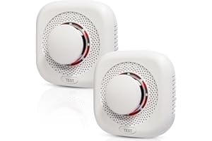 CHAGASORT Optical Smoke Alarm 2 Pack,Smoke Detector for Home with Test Button & Silence Button,Fire Alarm with LED Indicator,Photoelectric Smoke Alarm Battery Operated