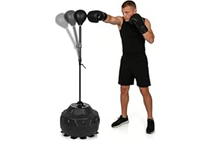 UBCTECH Reflex Speed Bag Thick Base Punching Bag Free Standing Boxing Bag with Adjustable Height & Reinforced Spring Strong D