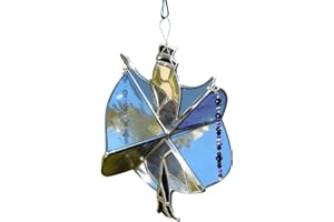 3D Handmade Stained Glass Spinner, Kinetic Dancing Pattern, Artistic Sun Catcher and Garden Wind Spinner for Home Decor (Colo
