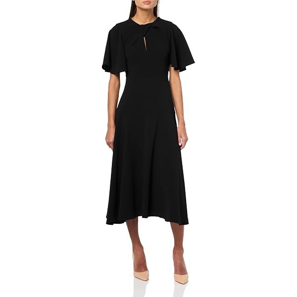 BCBGMAXAZRIA Women's Short Fit & Flare Evening Dress - One Long Bishop Sleeve, Asymmetrical Hem, Tie Front - View #9